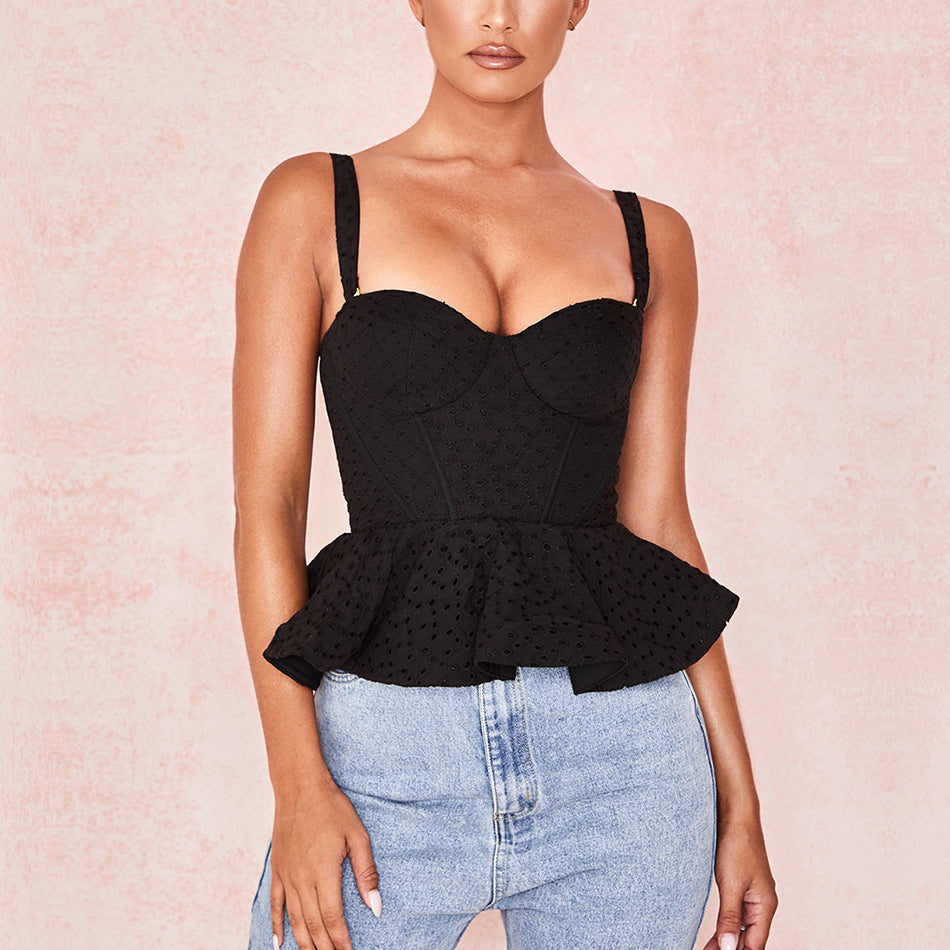 Thin strap peplum top