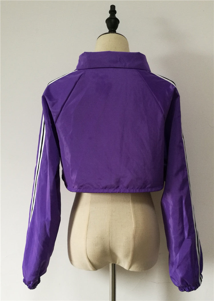 Purple striped windbreaker jacket