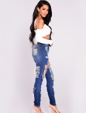 Ripped high waisted jeans
