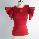 Red ruffled sleeveless top