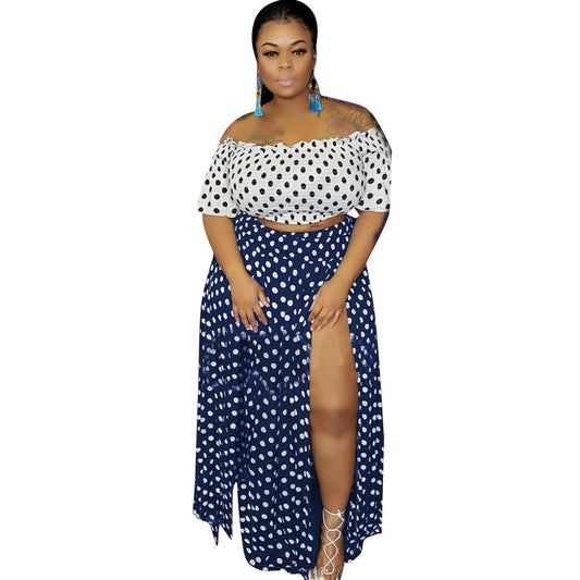 Lus size L-5XL women Summer Dot Print Slas