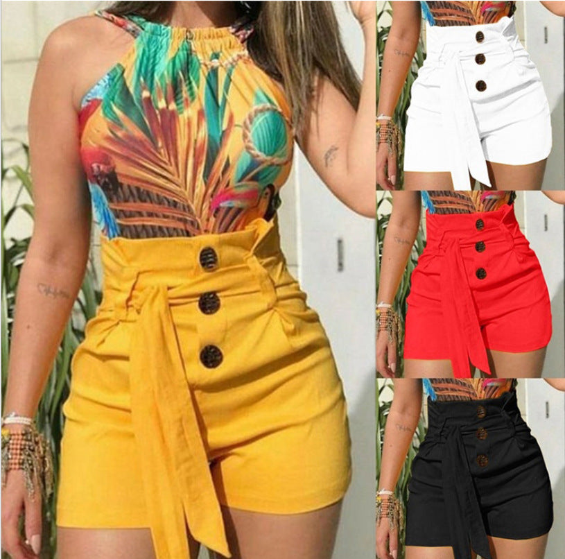 High Waist Buttons Shorts