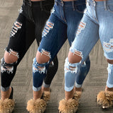 Explosion style ripped denim trousers