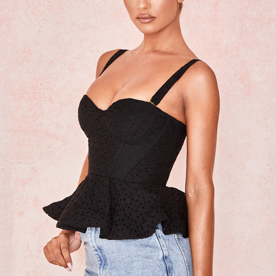 Thin strap peplum top