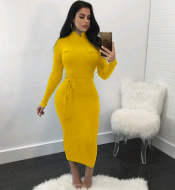 long-sleeved mock neck dress