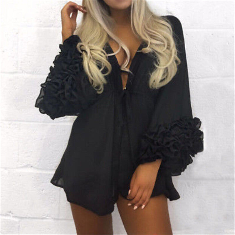 Ruffled Sleeve Swimsuit Coverup