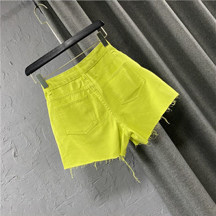 Ripped Denim Shorts Women's Fashion High Waist Loose Hot Pants
