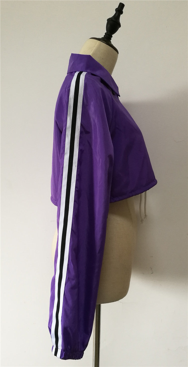 Purple striped windbreaker jacket