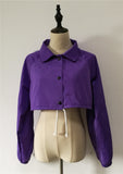Purple striped windbreaker jacket