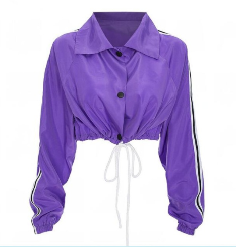 Purple striped windbreaker jacket