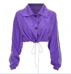 Purple striped windbreaker jacket