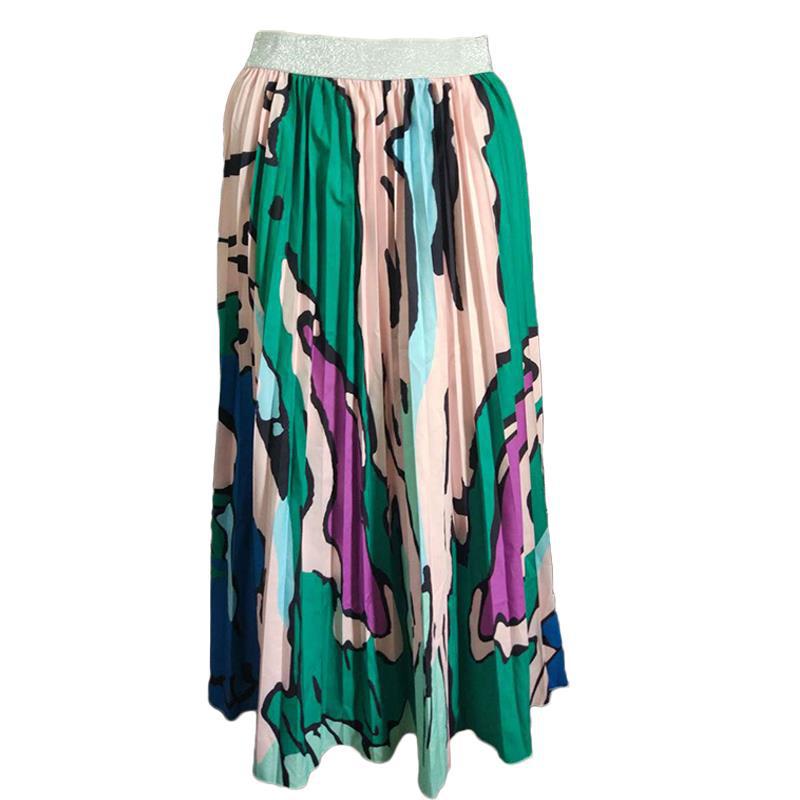 Printed pleated skirt