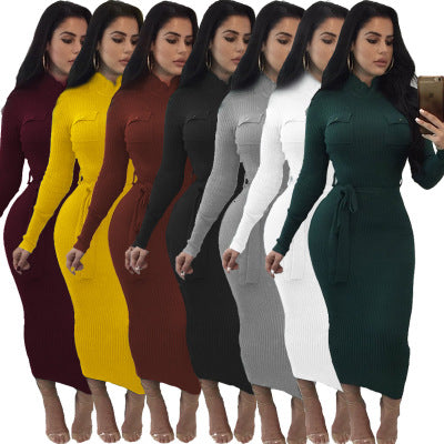 long-sleeved mock neck dress