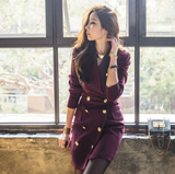 long-sleeved double-breasted blazer dress